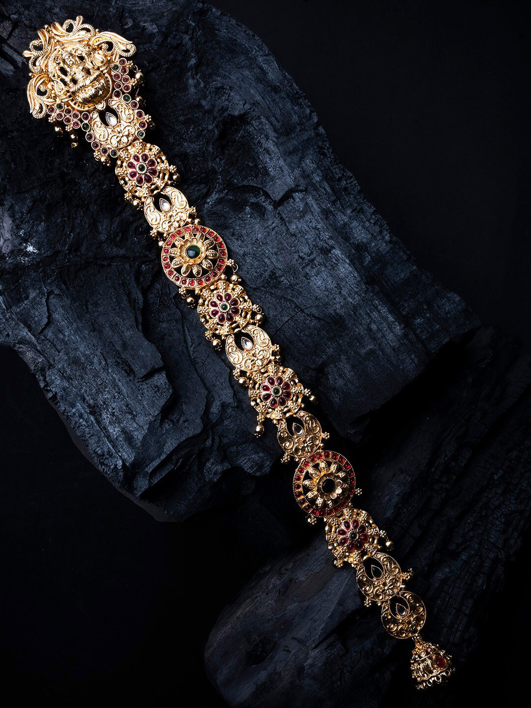 StileAdda Gold-Plated Kemp Stone-studded Tempel Jada Billai