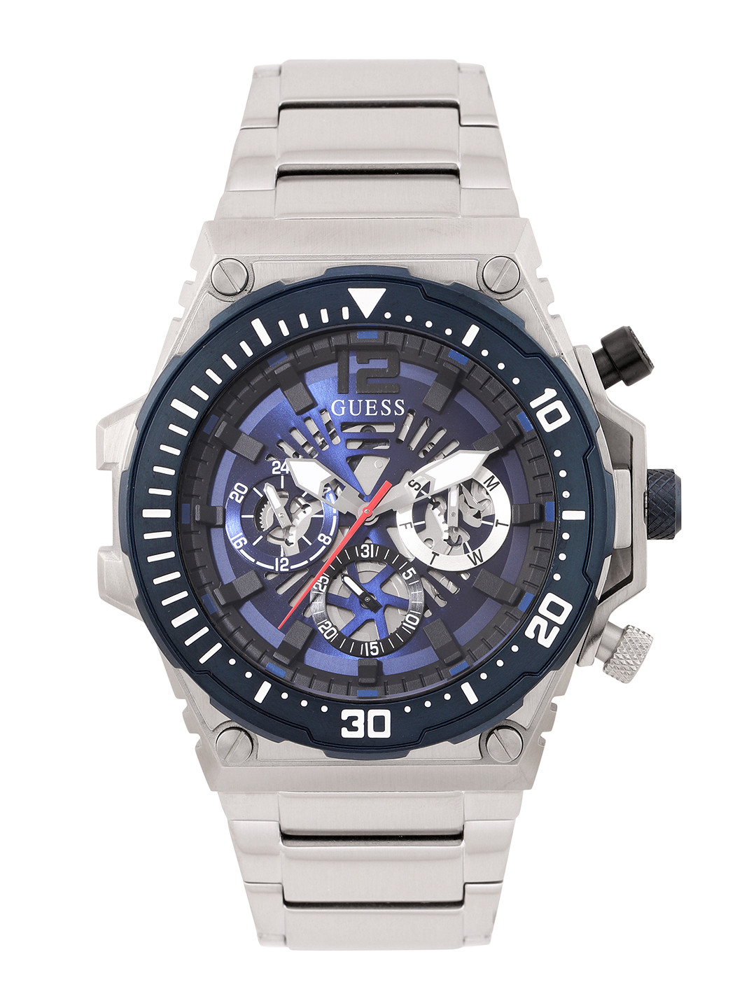 GUESS Men Exposure Bracelet Style Analogue Multi Function Watch GW0324G1-Blue