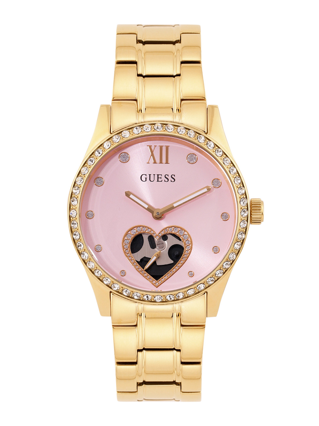 GUESS Women Embellished Dial & Bracelet Style Straps Analogue Watch GW0380L2