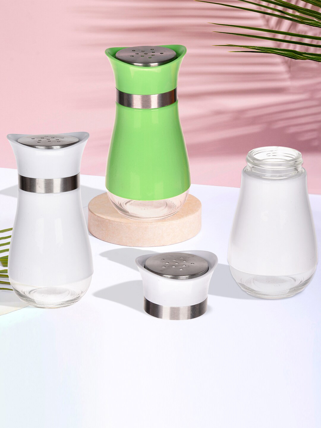 Kuber Industries White & Green 3 Pieces Pepper Shakers