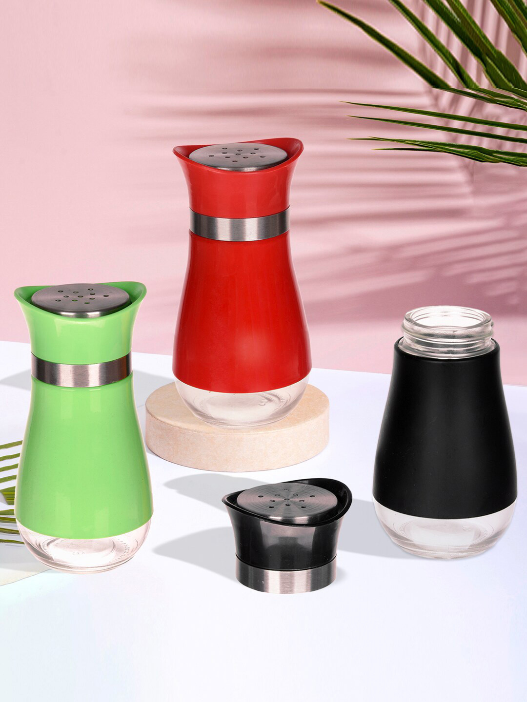 Kuber Industries 3 Pieces Stainless Steel Salt Shaker Box