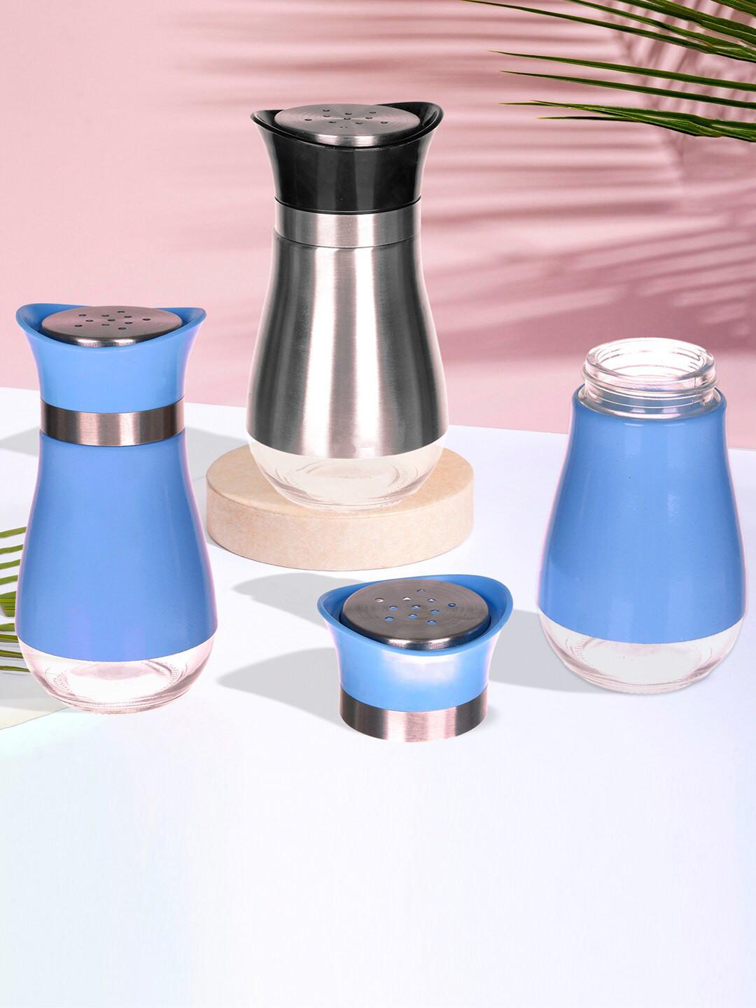 Kuber Industries 3 Pcs Blue Seasoning Jars With Lid