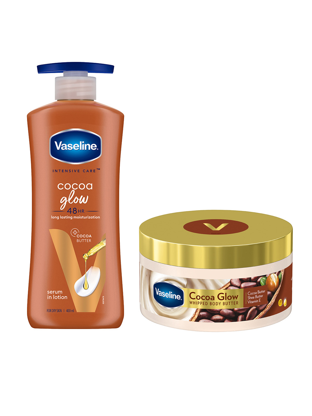 Vaseline Soft & Glowing Skin Combo - Cocoa Glow Body Lotion 400 ml & Body Butter 180 g