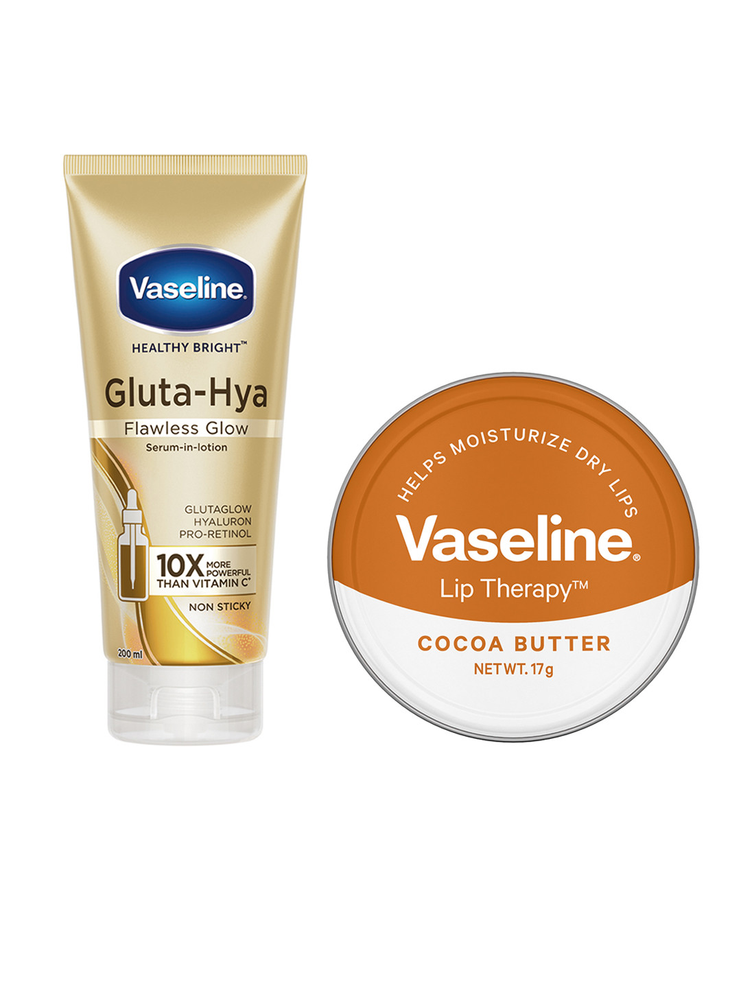Vaseline Radiant Skin & Hydrated Lips Combo-Serum-in-Lotion & Lip Balm-Cocoa Butter