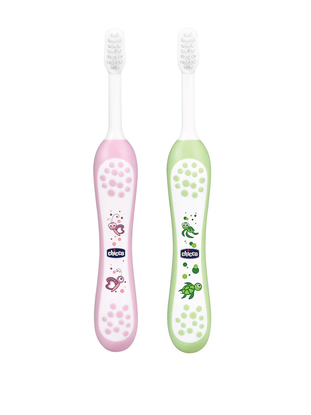 Chicco Kids 2-Pcs Pink & Green Printed Toothbrush