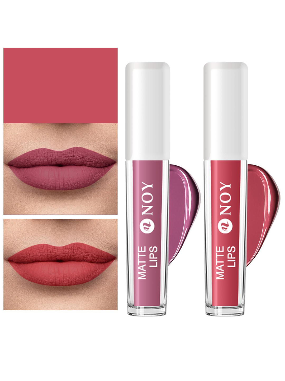 NOY Set Of 2 Matte Lips Lightweight Liquid Lipstick 4ml Each - Nude Pink-Tan Nude