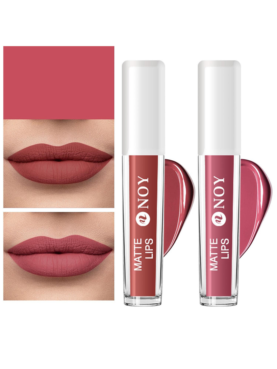 NOY Set Of 2 Matte Lips Lightweight Lipstick 4ml Each - Brown Nude 24-Mauve Nude 25