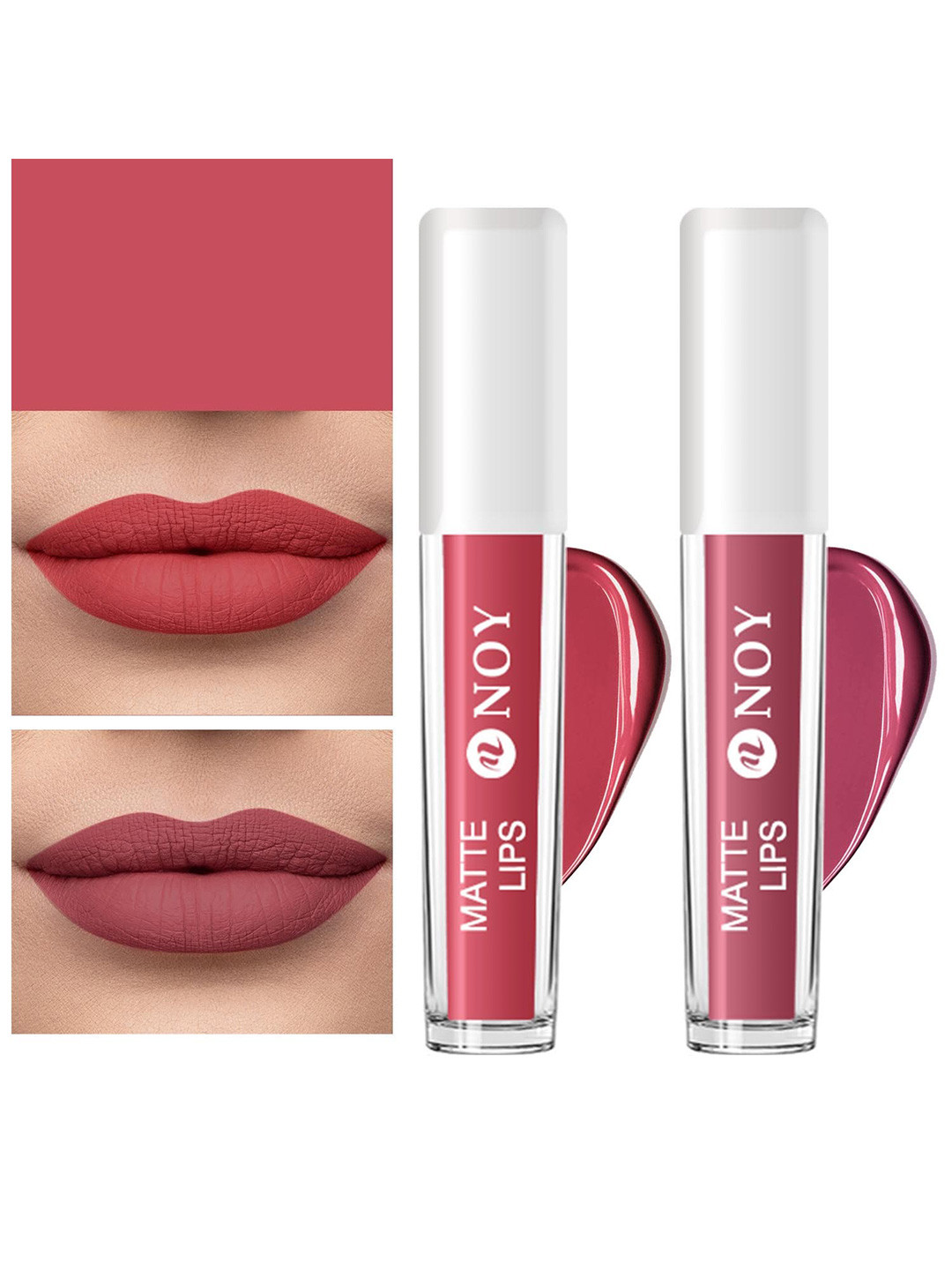 NOY Set Of 2 Matte Lips Lightweight Liquid Lipstick 4ml Each - Nude Tan-Mauve Nude