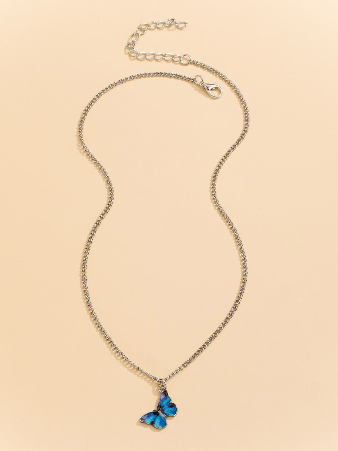 Krelin Silver-Toned Silver-Plated Antique Butterfly Chain