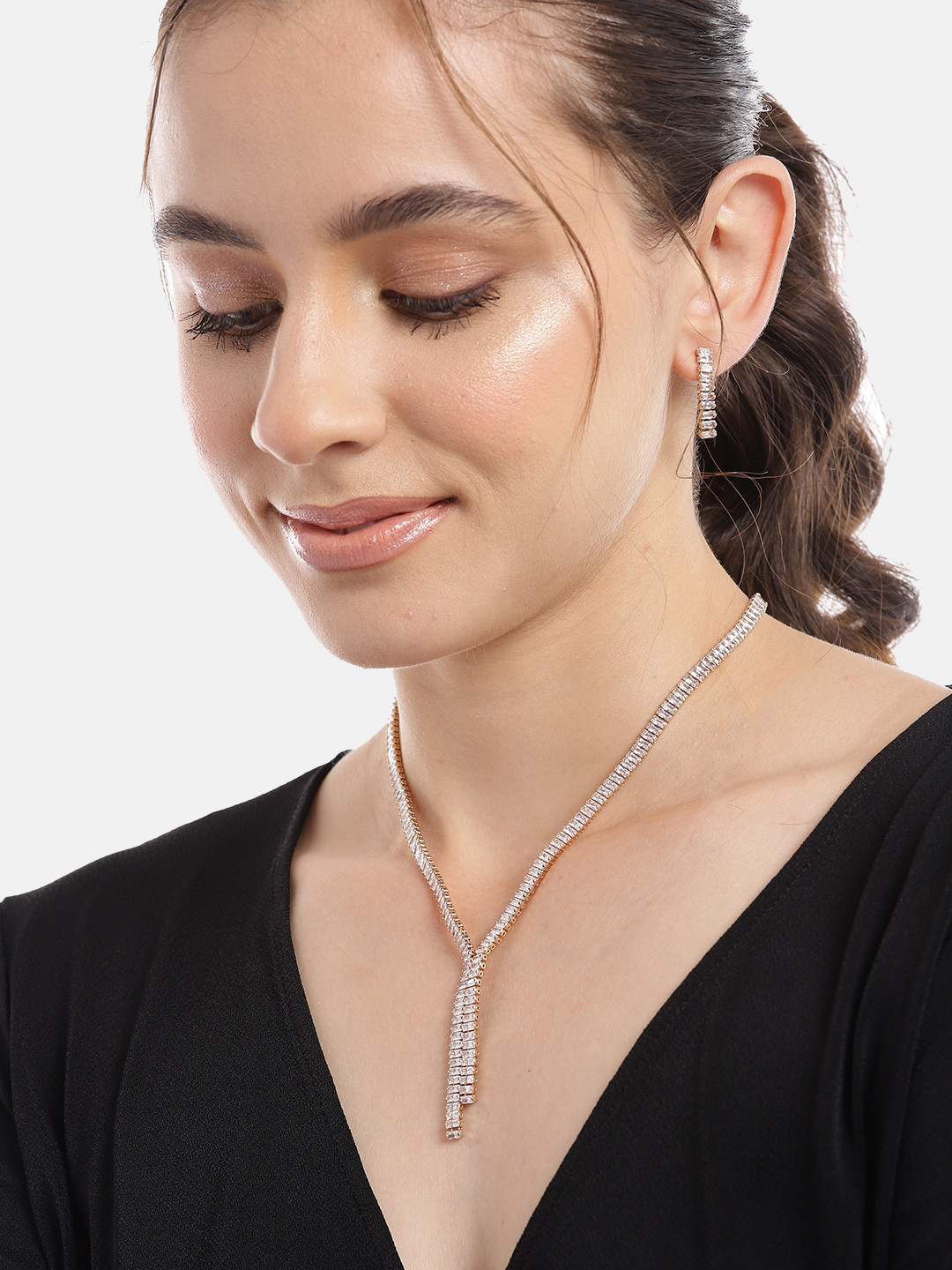 Carlton London Premium Gold-Plated CZ Jewellery Set