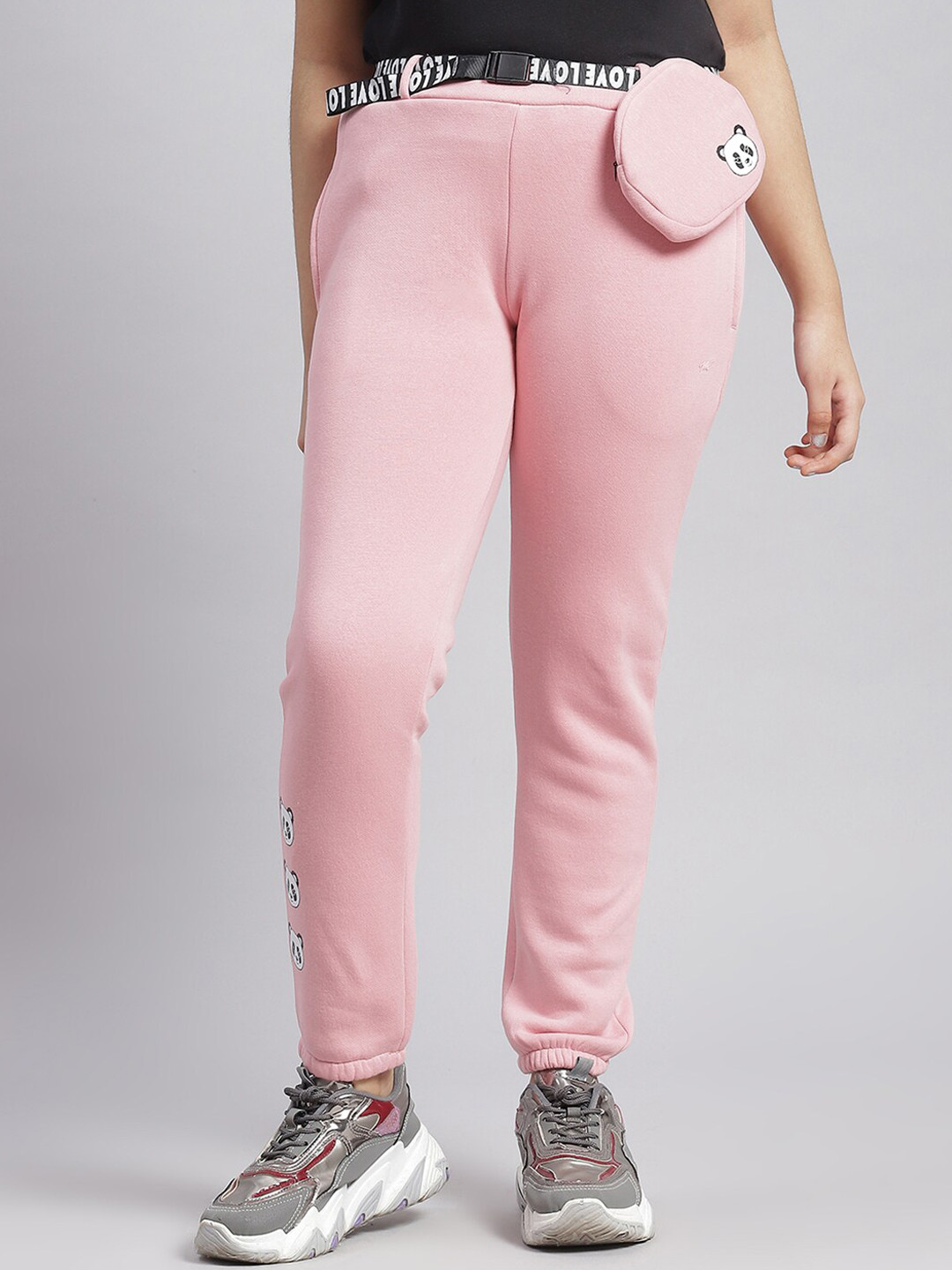 Monte Carlo Girls Graphic Printed Joggers With Belt & Small Pouch