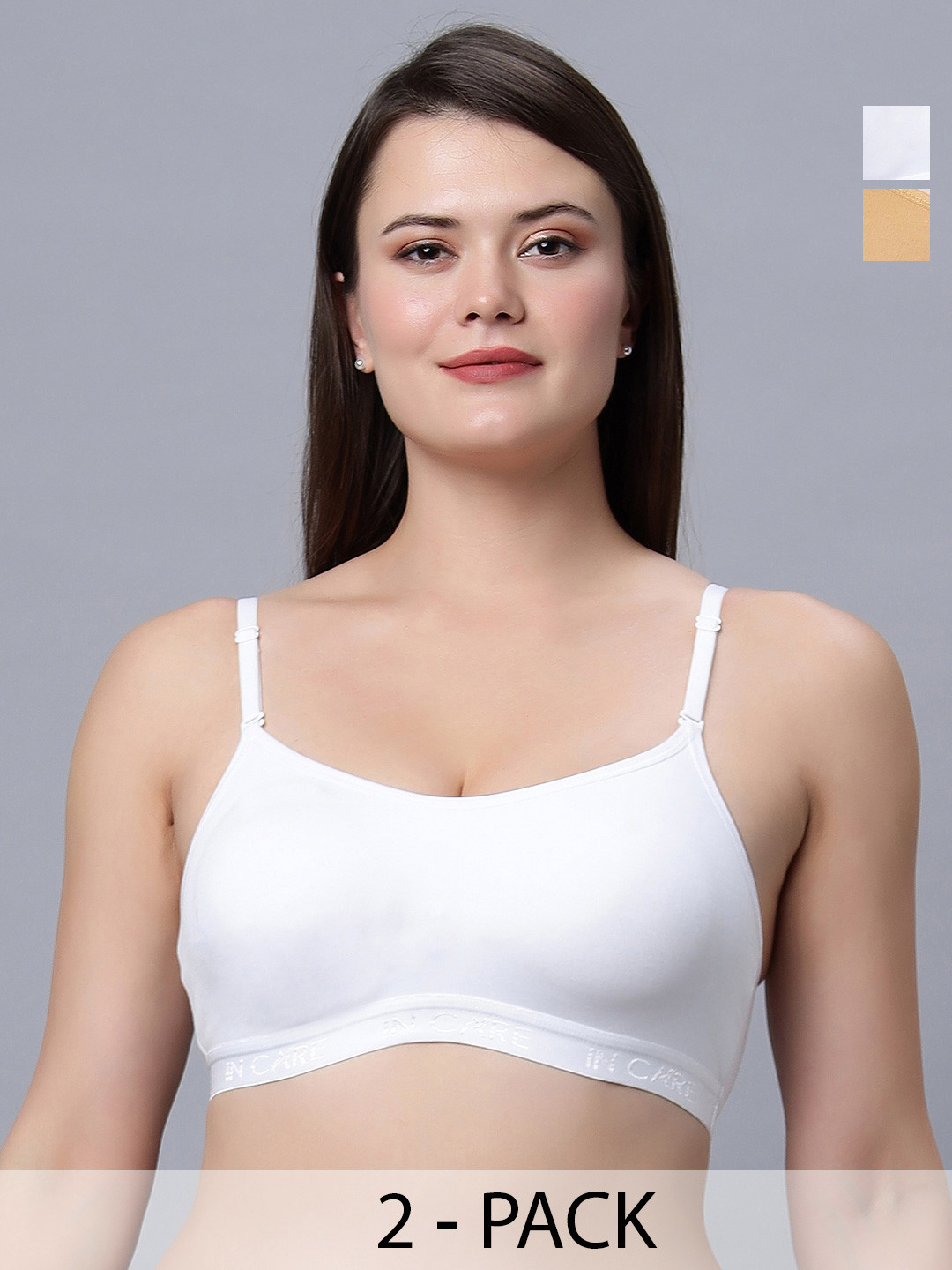 In Care Pack Of 2 Full Coverage Pure Cotton Workout Bra All Day Comfort