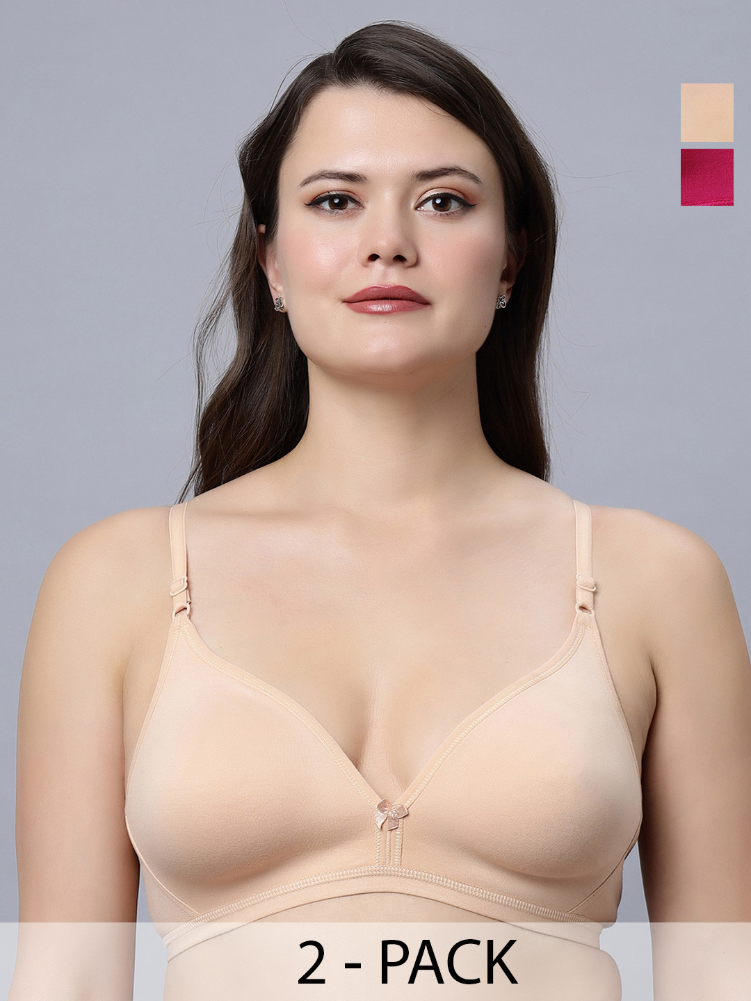 In Care Pack Of 2 Half Coverage Cotton T-shirt Bras With All Day Comfort