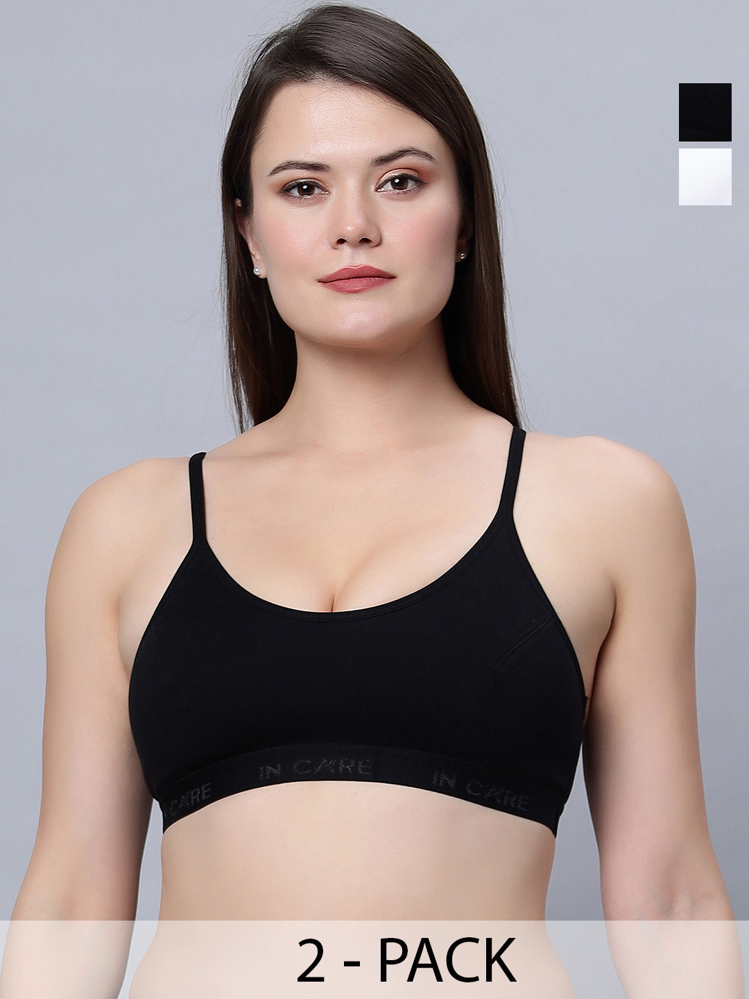In Care Pack Of 2 Full Coverage Seamless Cotton Workout Bra With All Day Comfort
