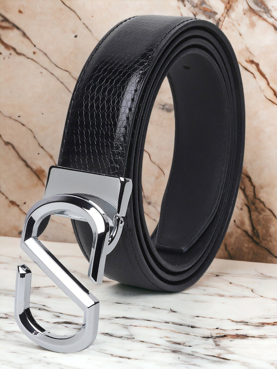 The Roaster Lifestyle Co. Men Black Textured Slim Belt