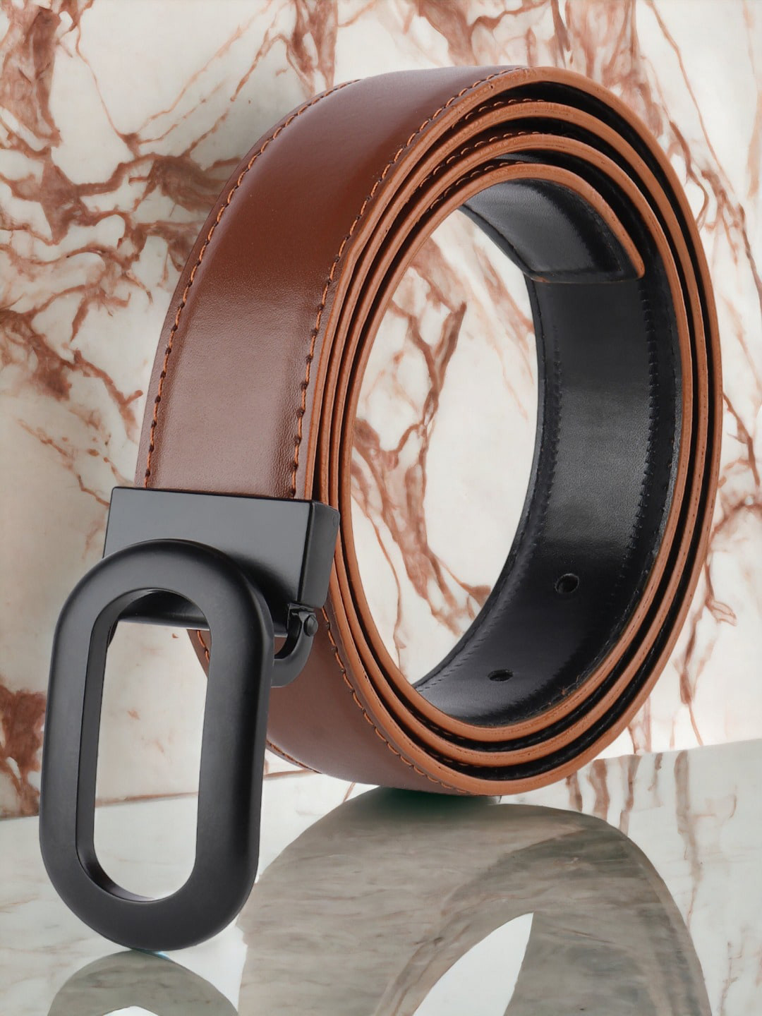 The Roaster Lifestyle Co. Men Tan Textured Slim Belt