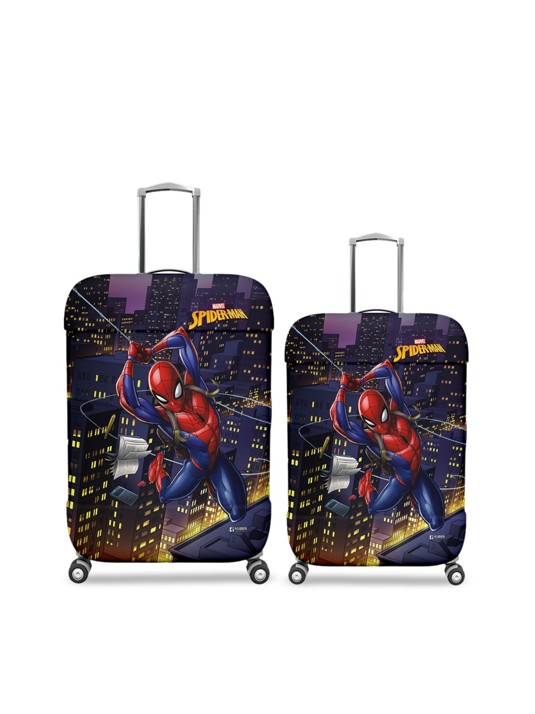 Kuber Industries Set of 2 Spiderman Printed Luggage Cover