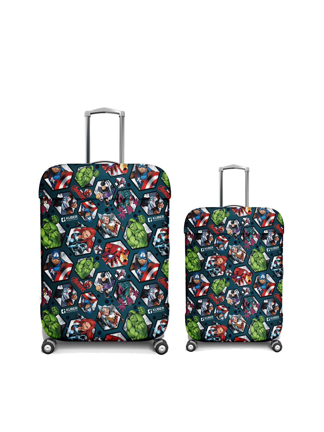Kuber Industries Set Of 2 Green & Blue Printed Luggage Covers
