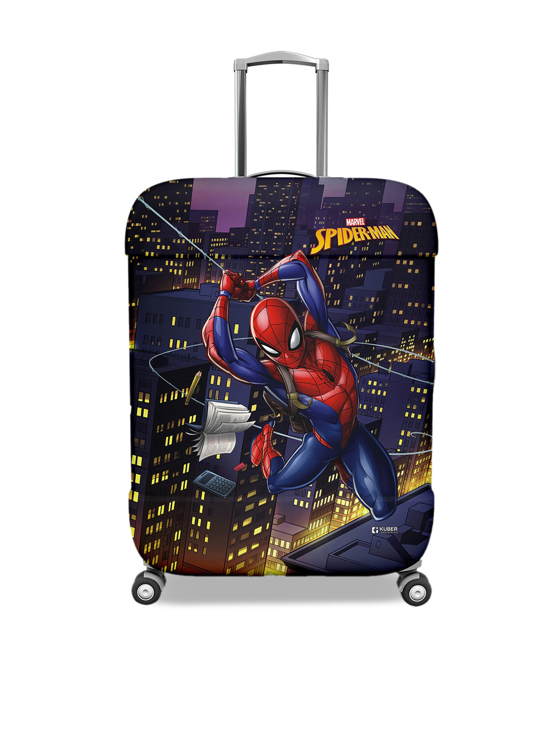 Kuber Industries Spiderman Printed Luggage Cover