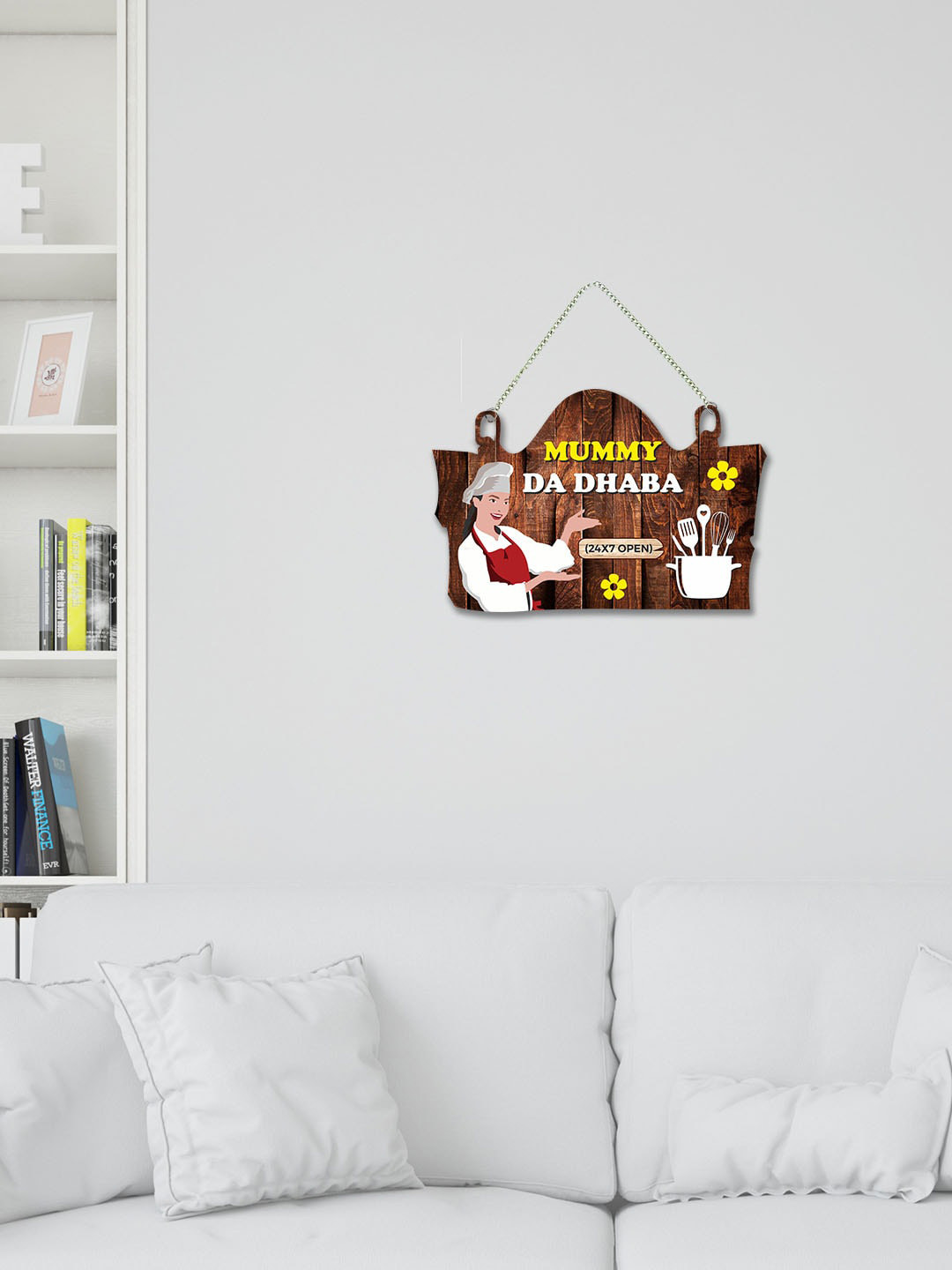 ArtVibes Kitchen Decor Items Wood Floral Matte Hanging Hall Wall Hangings-8In