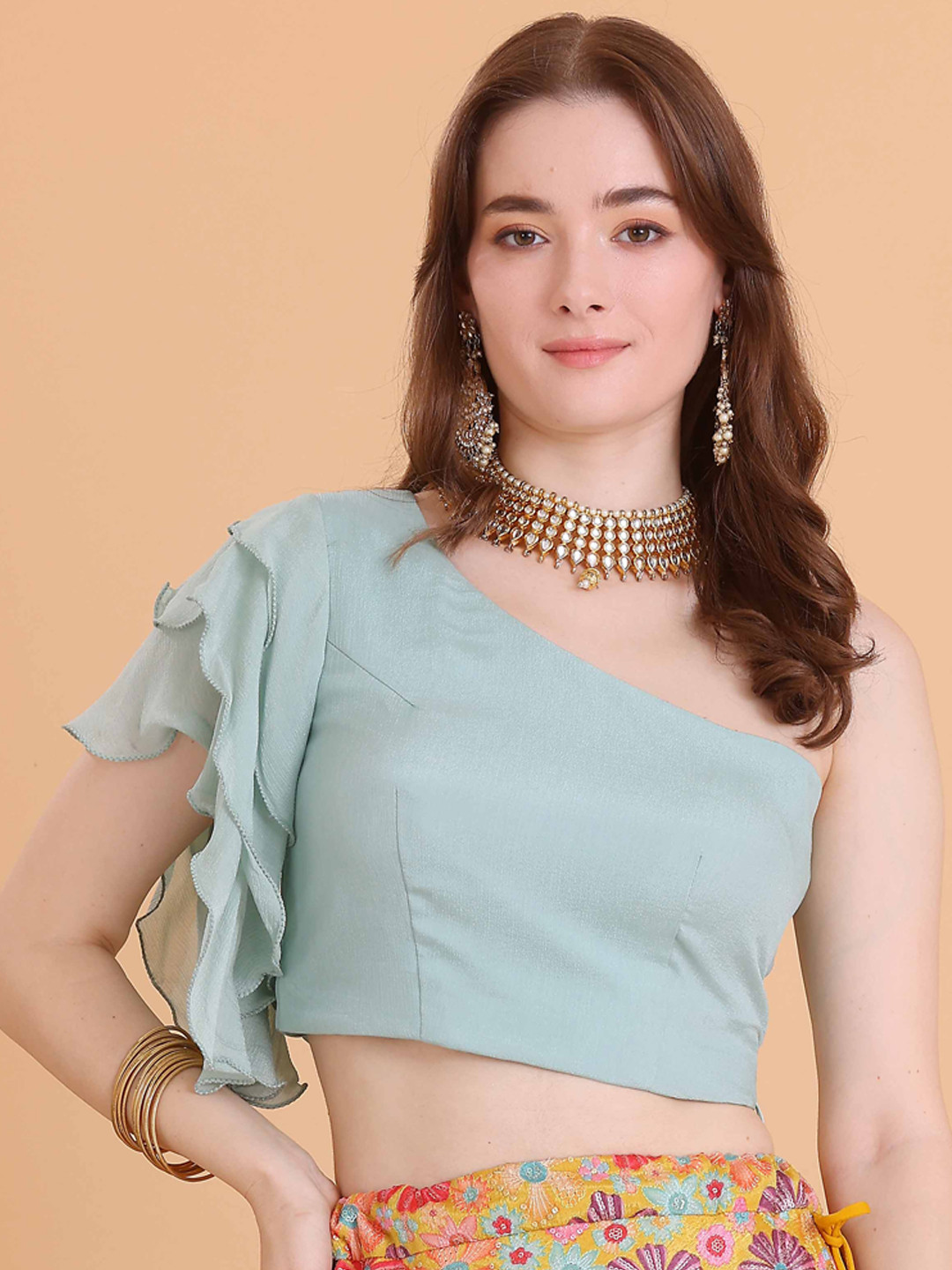 Ethnovog One Shoulder Saree Blouse