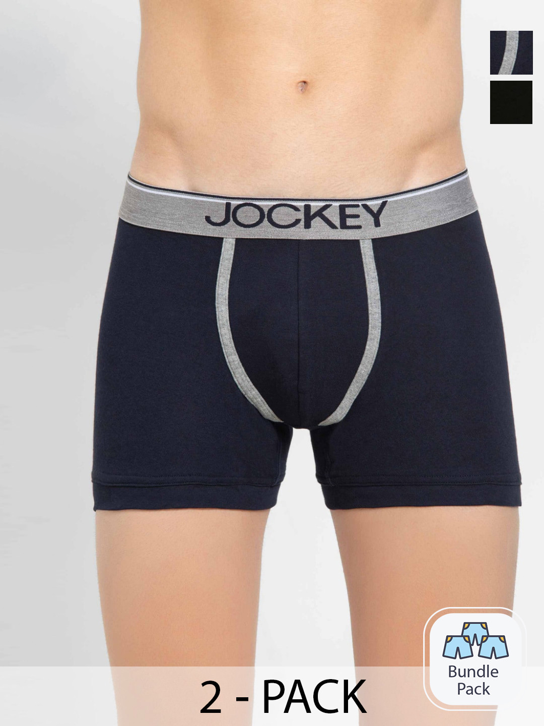 Jockey Pack Of 2 Outer Elastic Pure Cotton Short Trunks