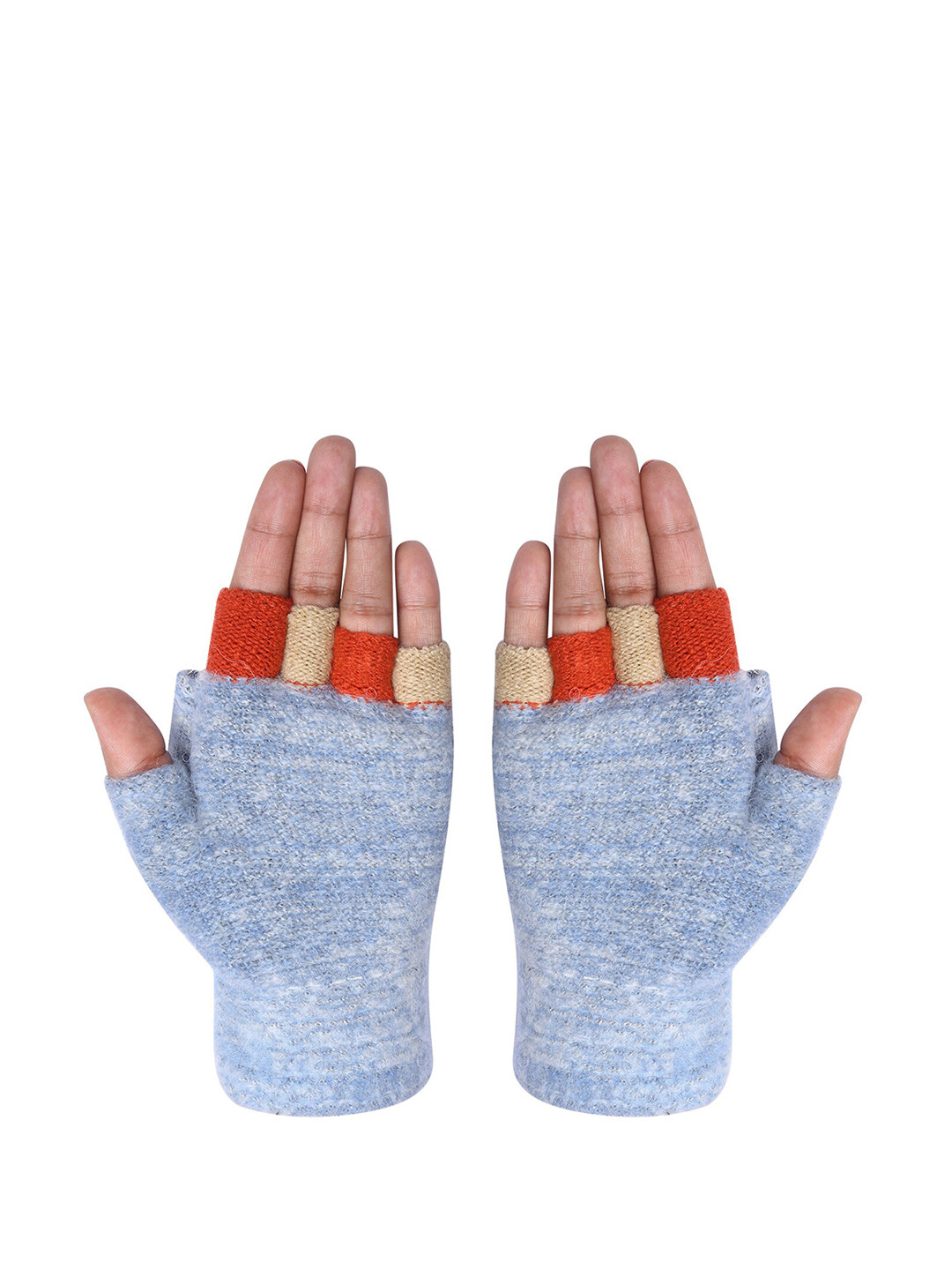LOOM LEGACY Winter Acrylic Woollen Half Finger Hand Gloves