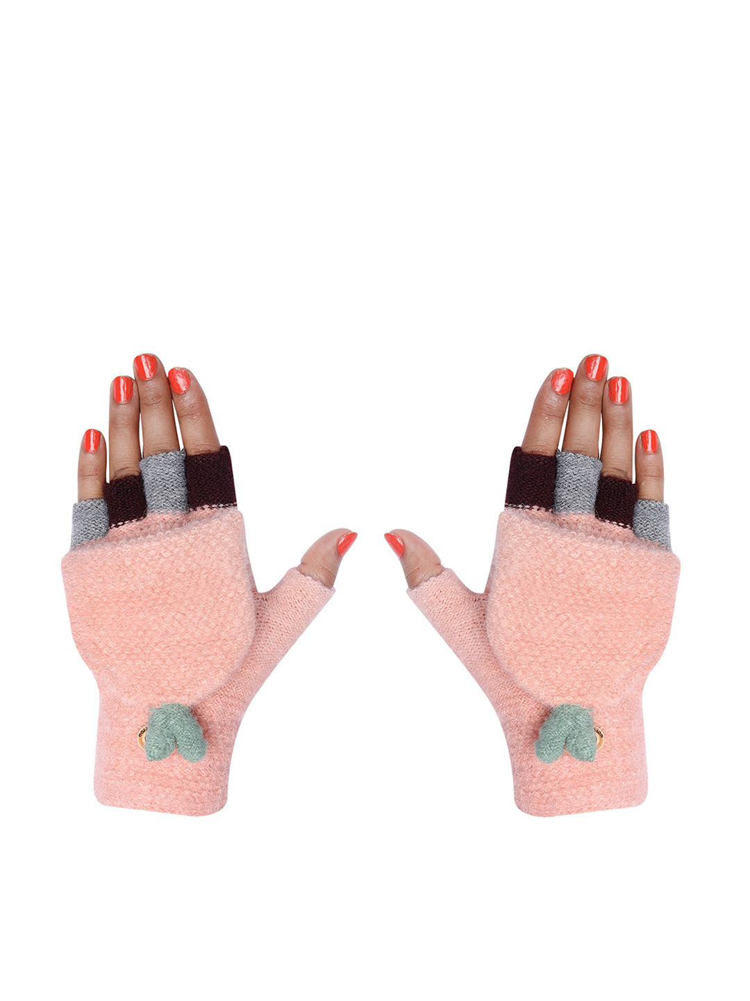 LOOM LEGACY Winter Acrylic Woollen Half Finger Hand Gloves