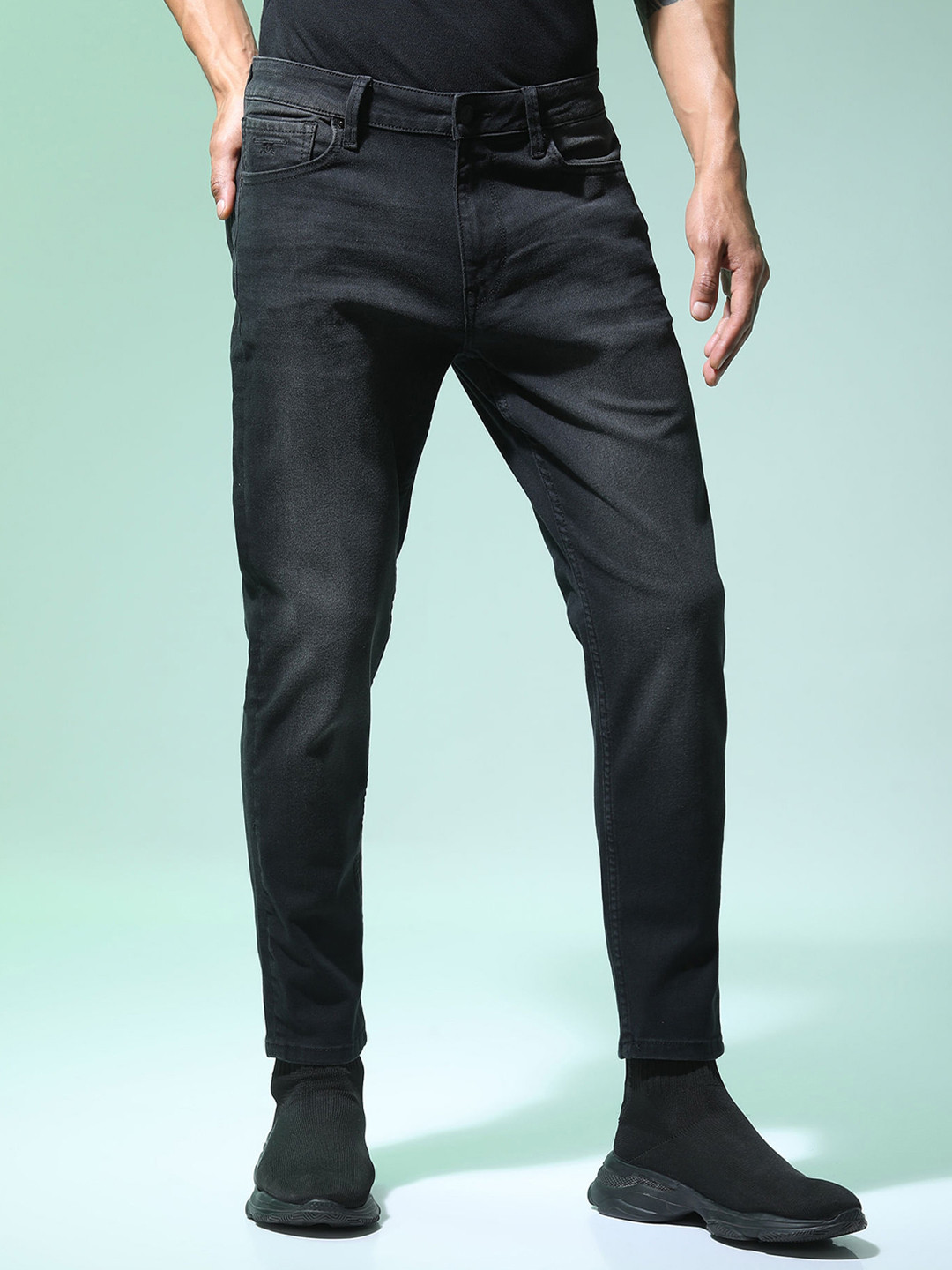 Flying Machine Men High-Rise Stretchable Black Jeans