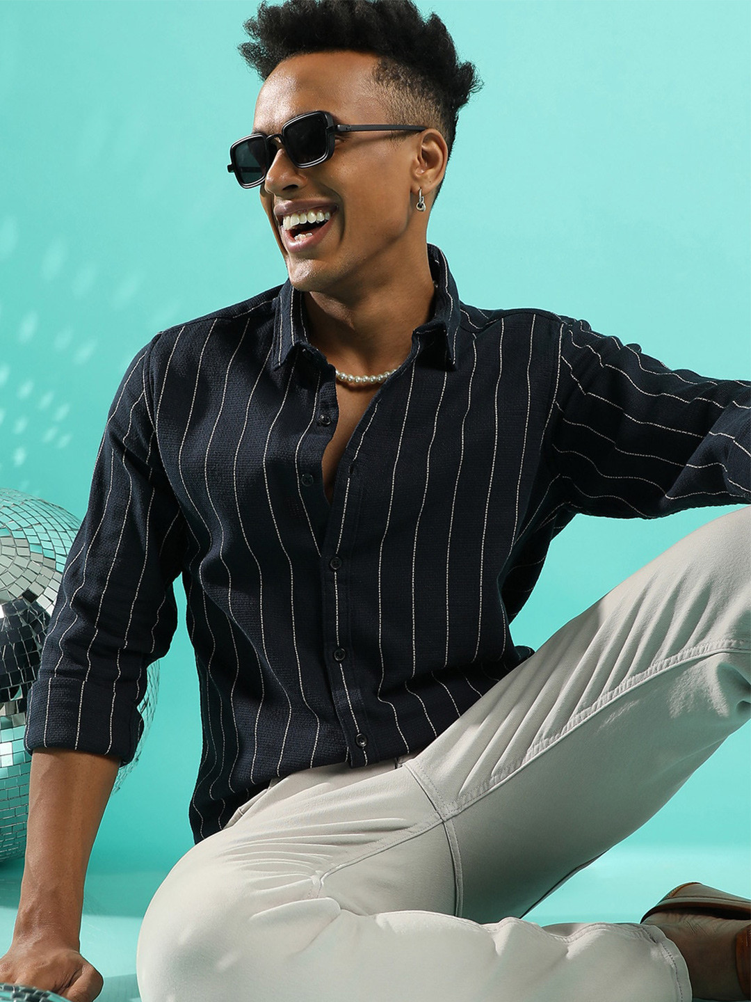 CAHOOT Vertical Striped Classic Regular Fit Cotton Casual Shirt