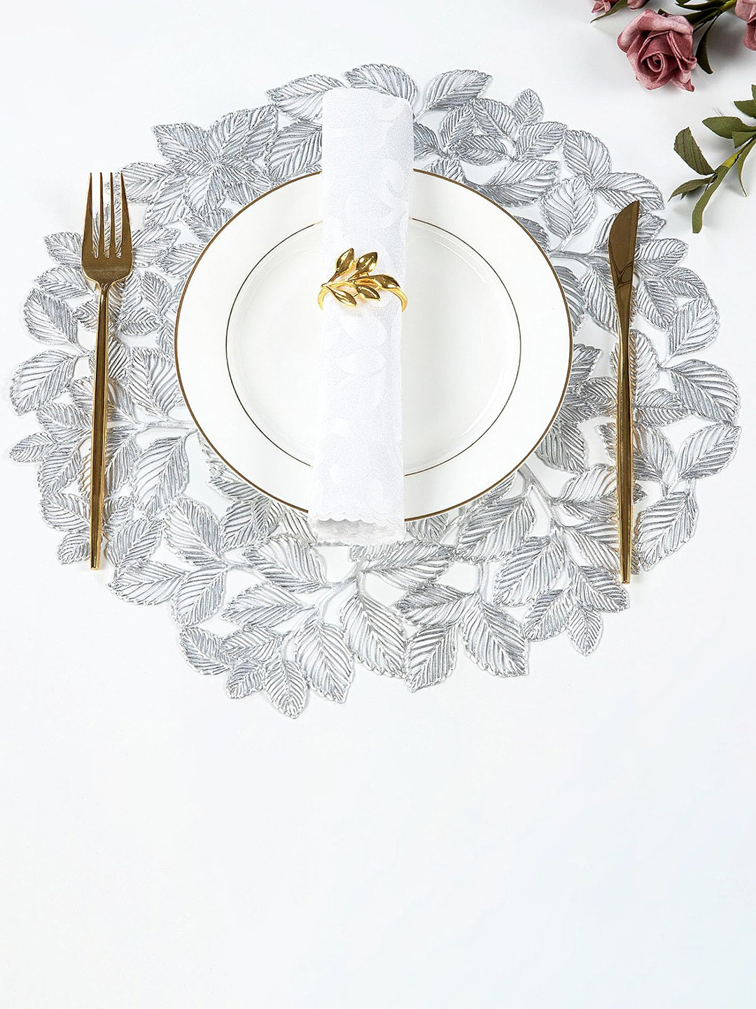 Dakshya Industries White 4 Pieces Circular Table Placemats