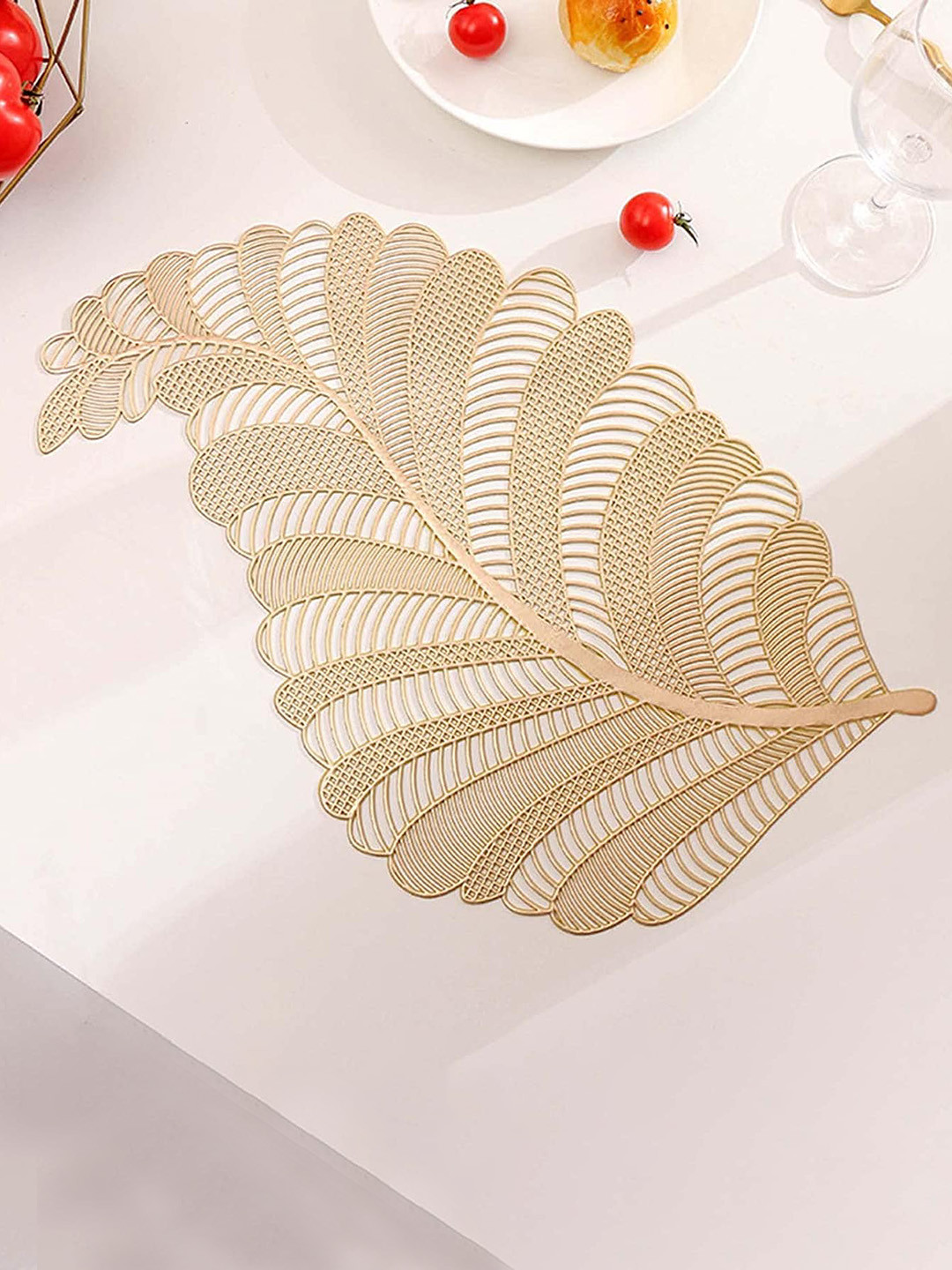 Dakshya Industries Tede Mede Patta  Gold  Rectangular Table Placemats