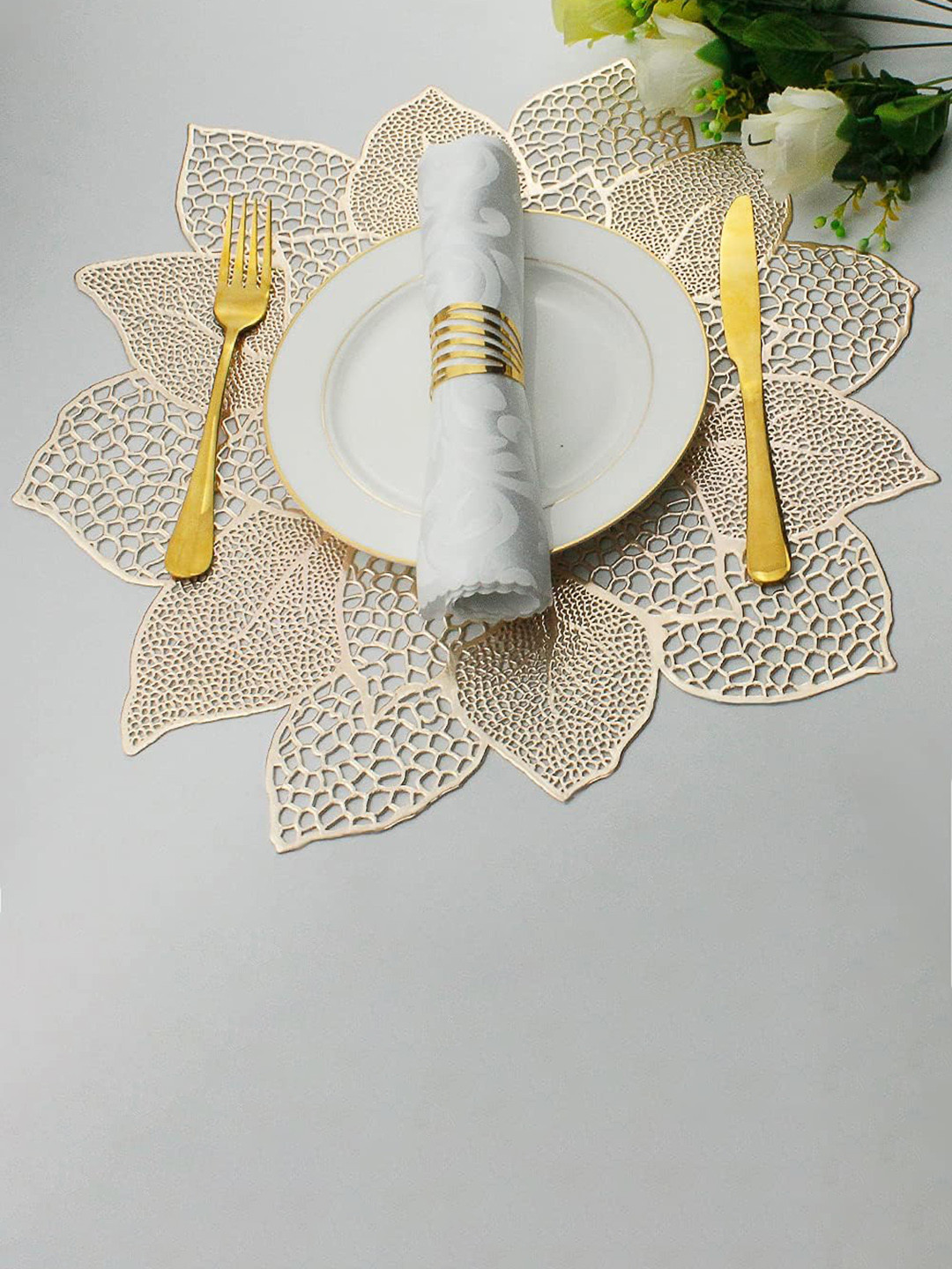 Dakshya Industries Yellow 4 Pieces Round Kitchen Table Placemats