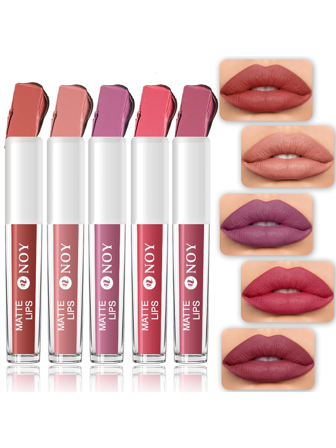 NOY Matte Lips 5Pcs Lipstick 4ml Each -Brown Nude-Nude-Nude Pink-Tan Nude-Mauve Nude