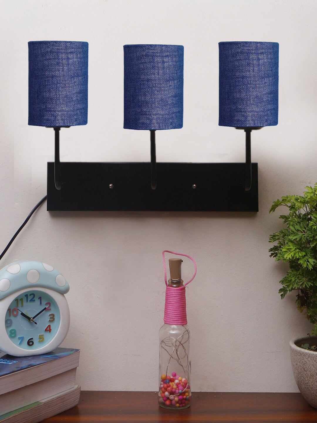 Devansh Blue Cylindrical Jute Cluster Wall-Mounted Lamp