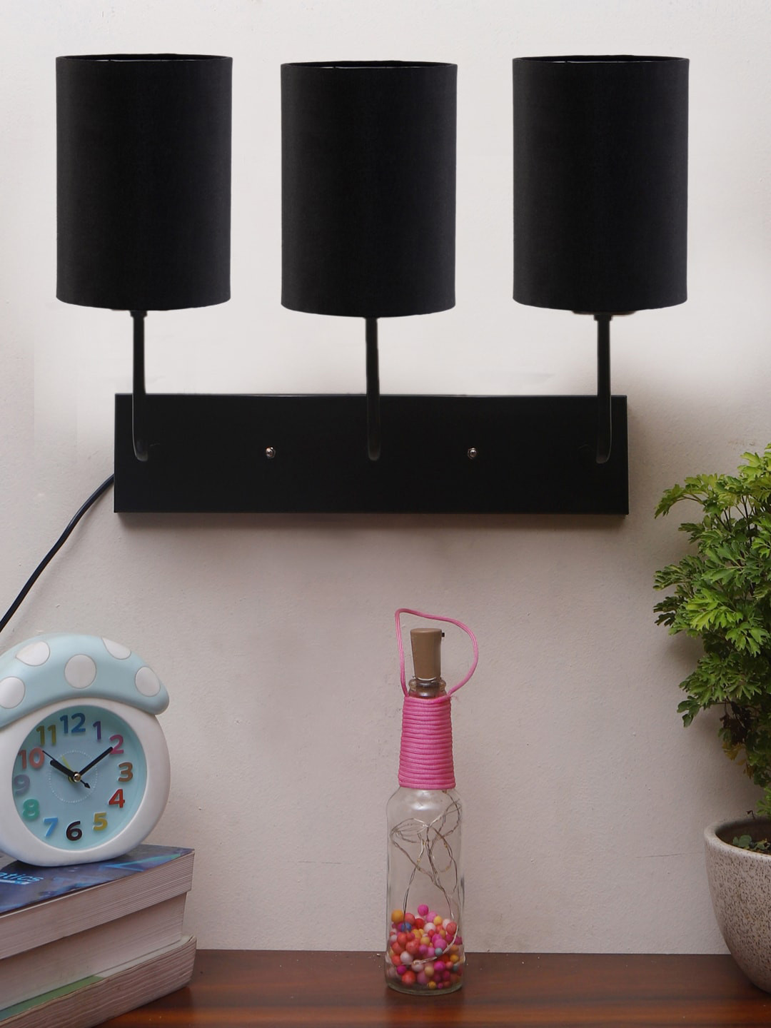 Devansh Black Cylindrical Cotton Cluster Wall Mounted Lamp