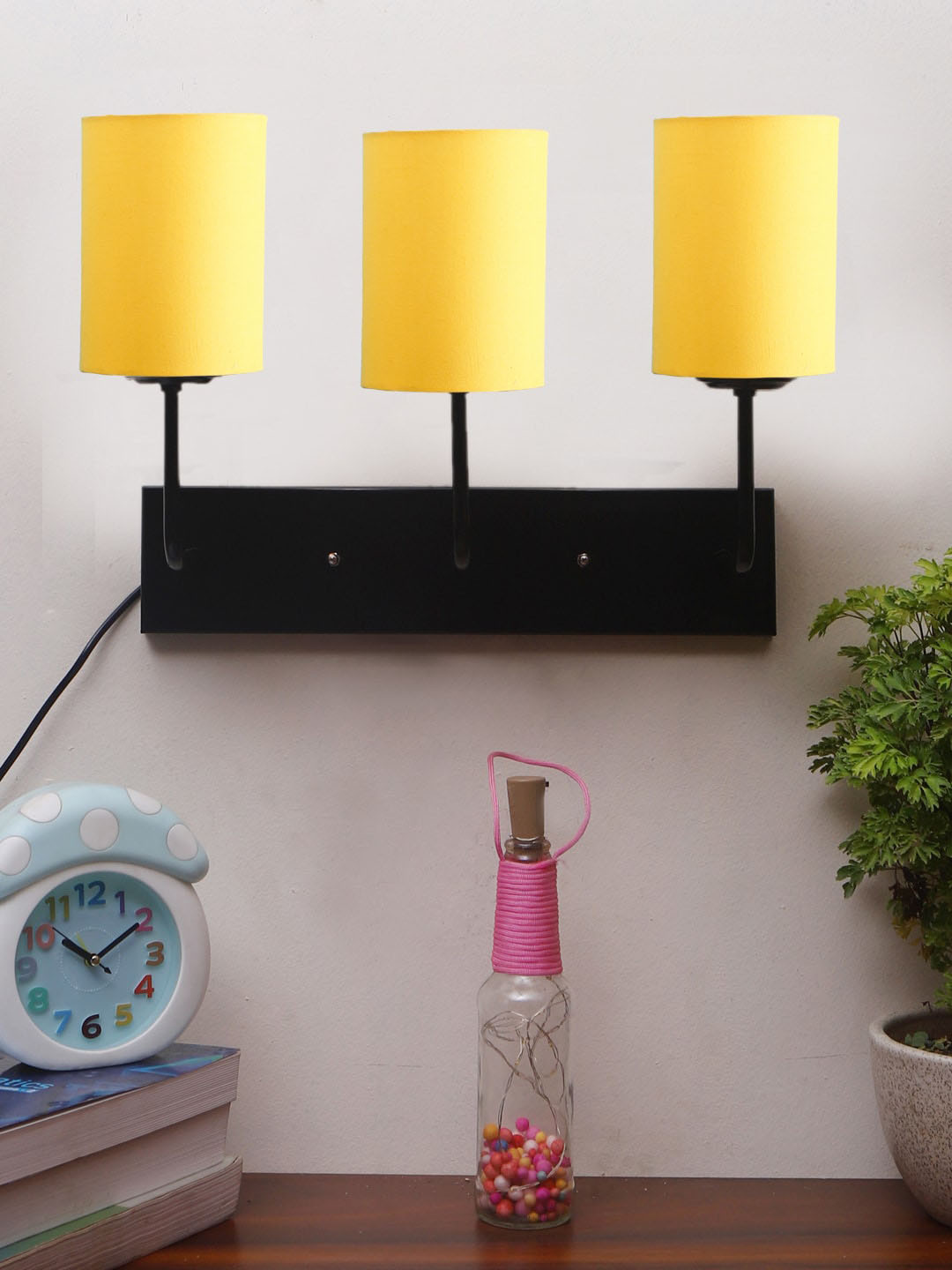 Devansh Yellow Cylindrical Cotton Cluster Wall-Mounted Lamp