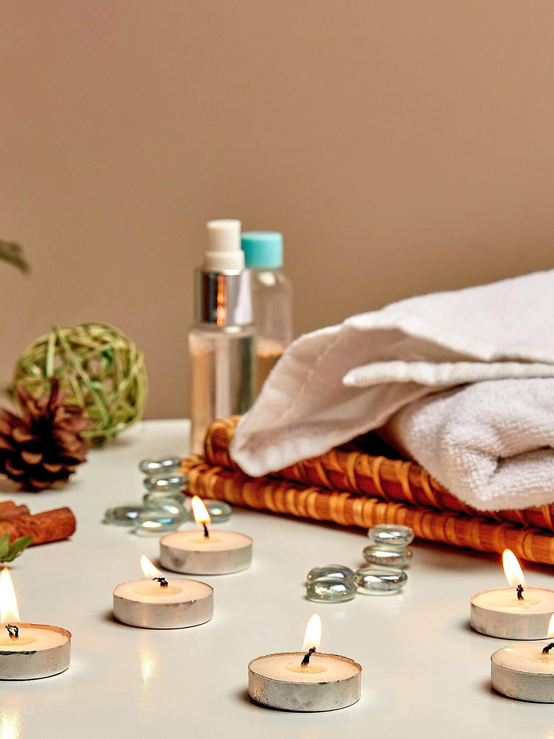 PASSION PETALS For Home Decoration 50Pcs Smokeless Solid Round Regular Tea Light Candles