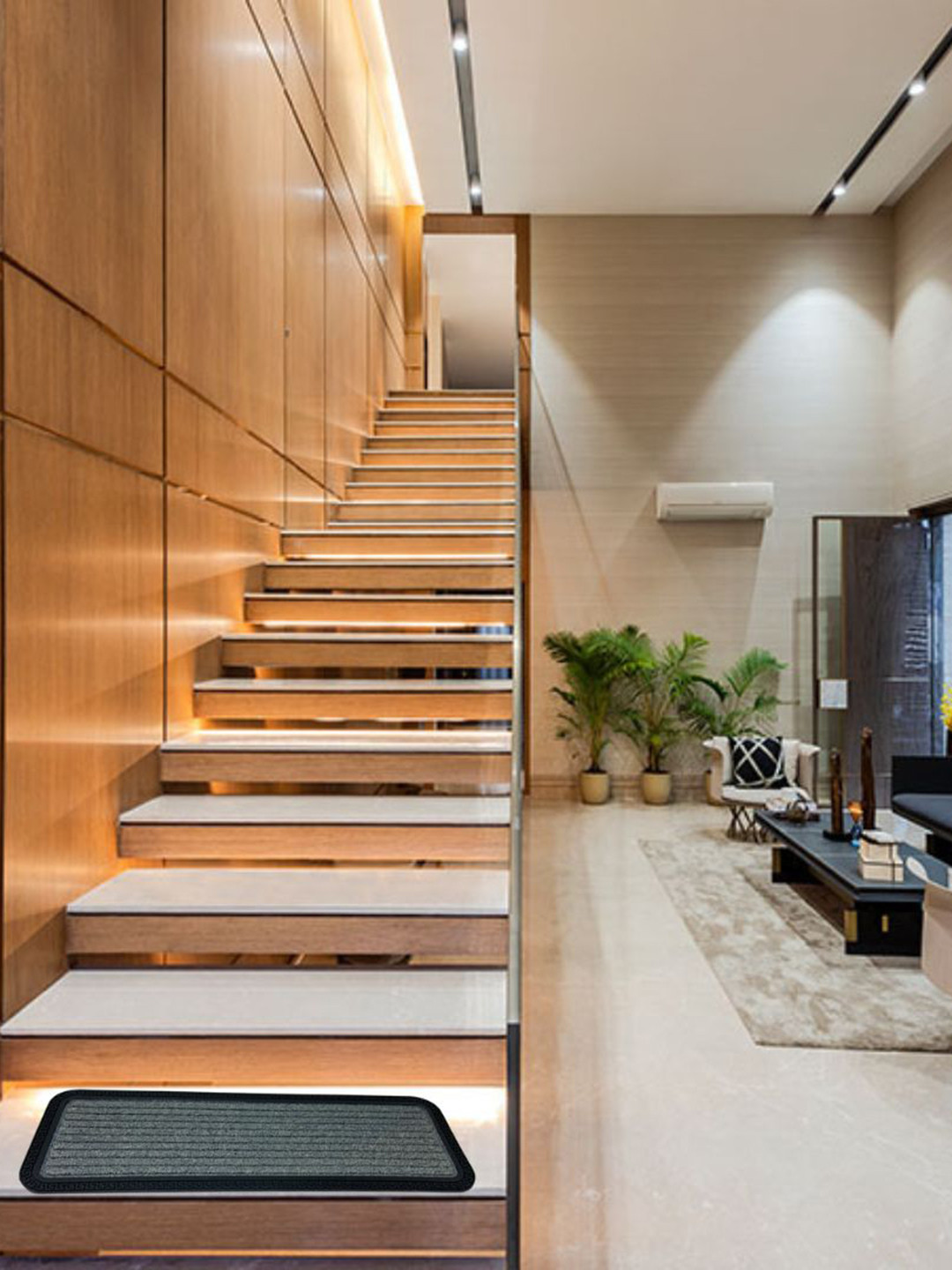 Black Gold Brown 2-Pieces Polypropylene Rubber Back Anti Slip Mat