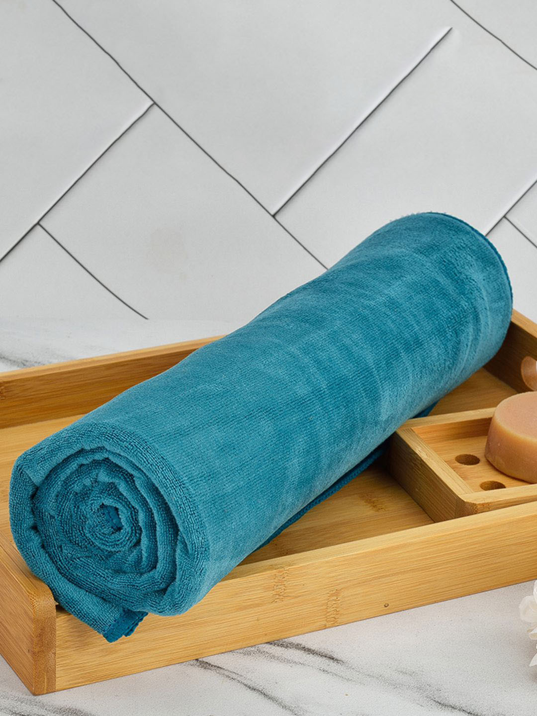 Black gold Blue 2-Pieces 400 GSM Microfiber Lint Free Bath Towels