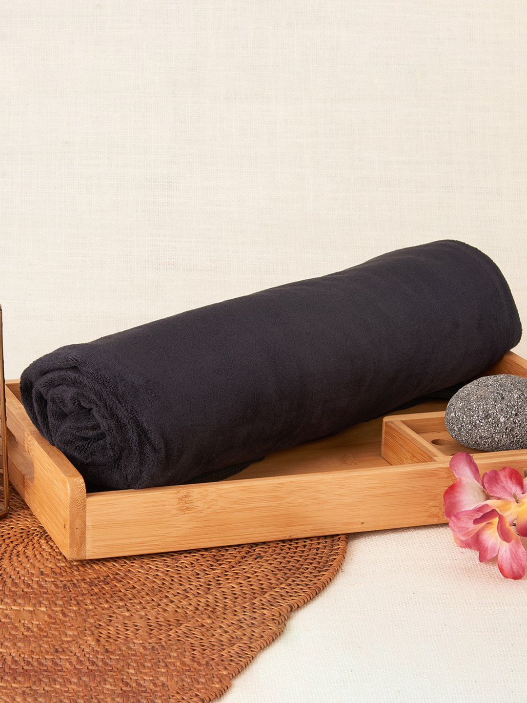 Black gold Black 3 Pieces Premium Microfiber Bath Towels