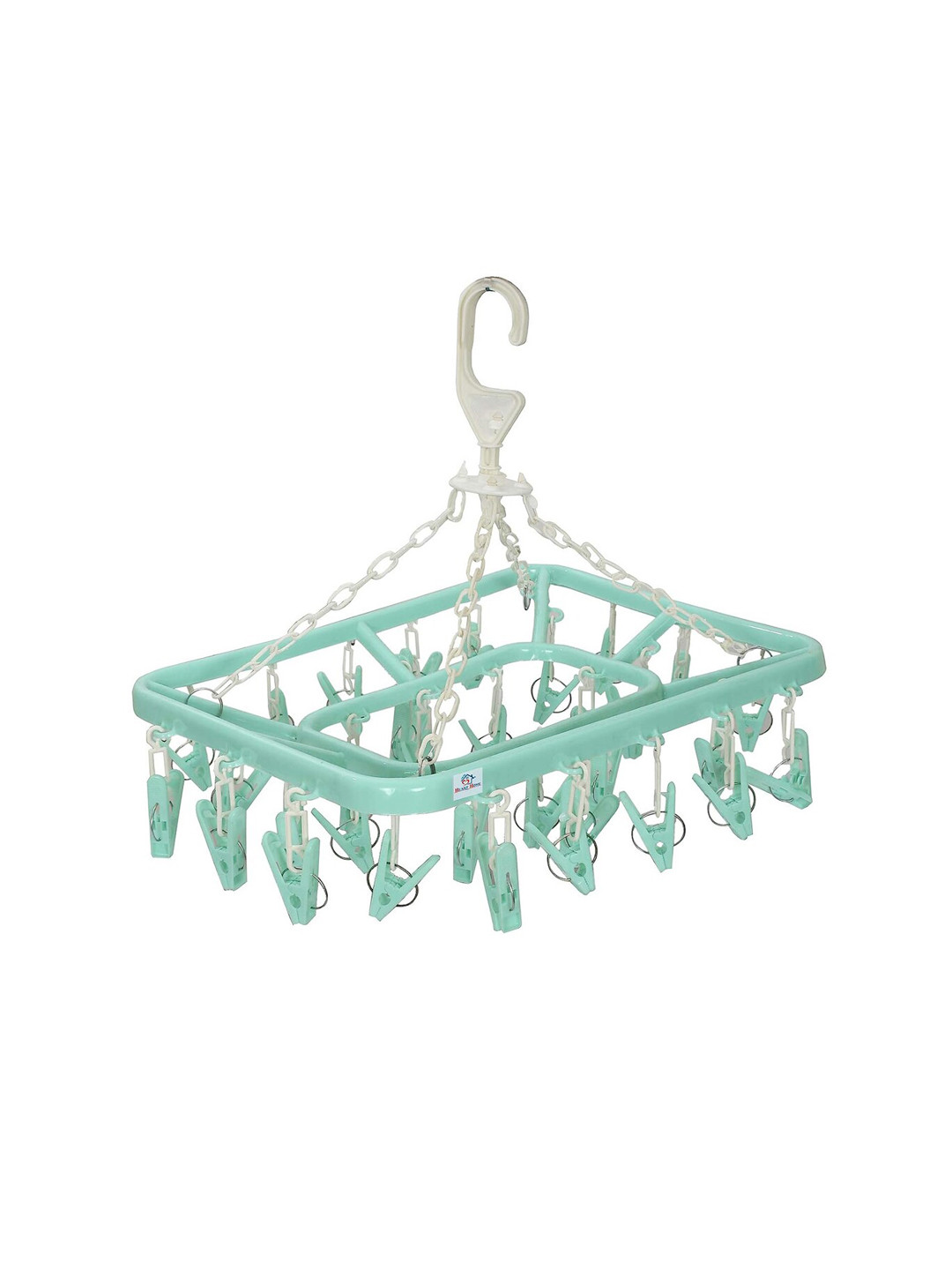 Kuber Industries Green & White 360 Degree Portable Clips Drying Hanger