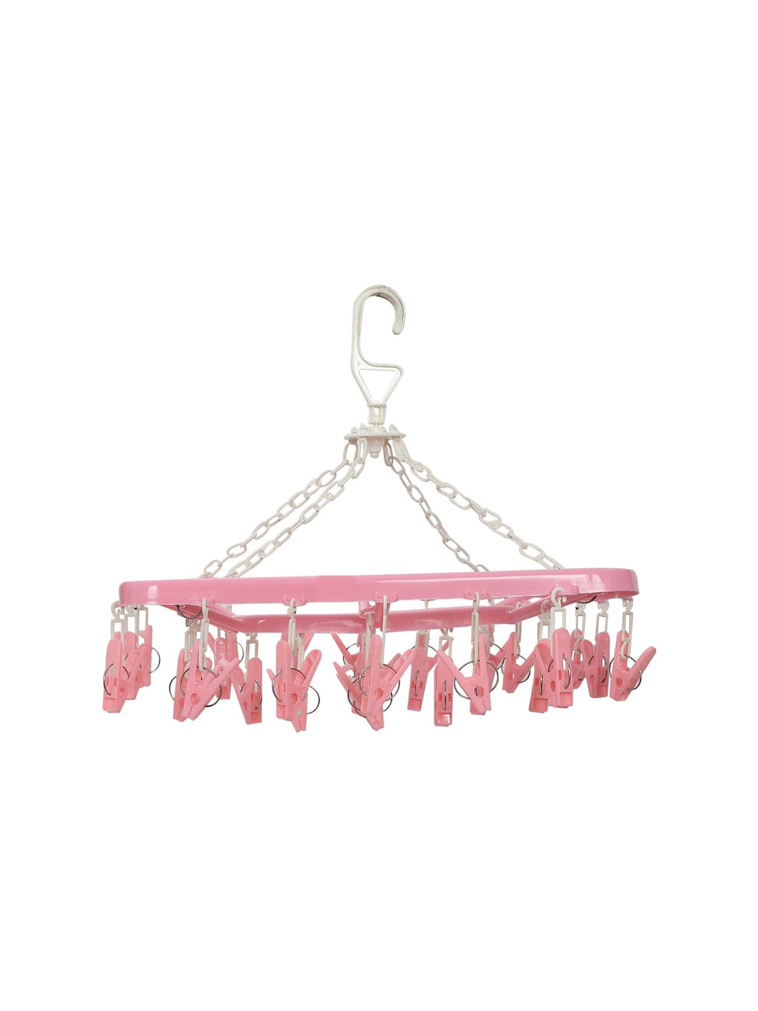 Kuber Industries Pink 360 Degree Portable Clips Drying Hanger