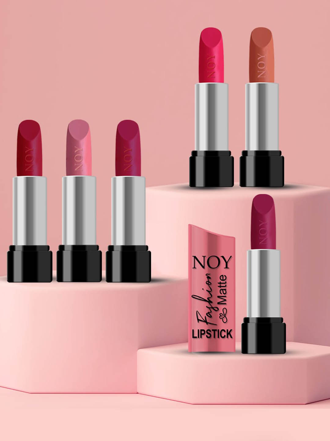 NOY 6Pcs Fashion Matte Ultra Soft Lipsticks 3.5g Each - 103-233-246-247-549-1331