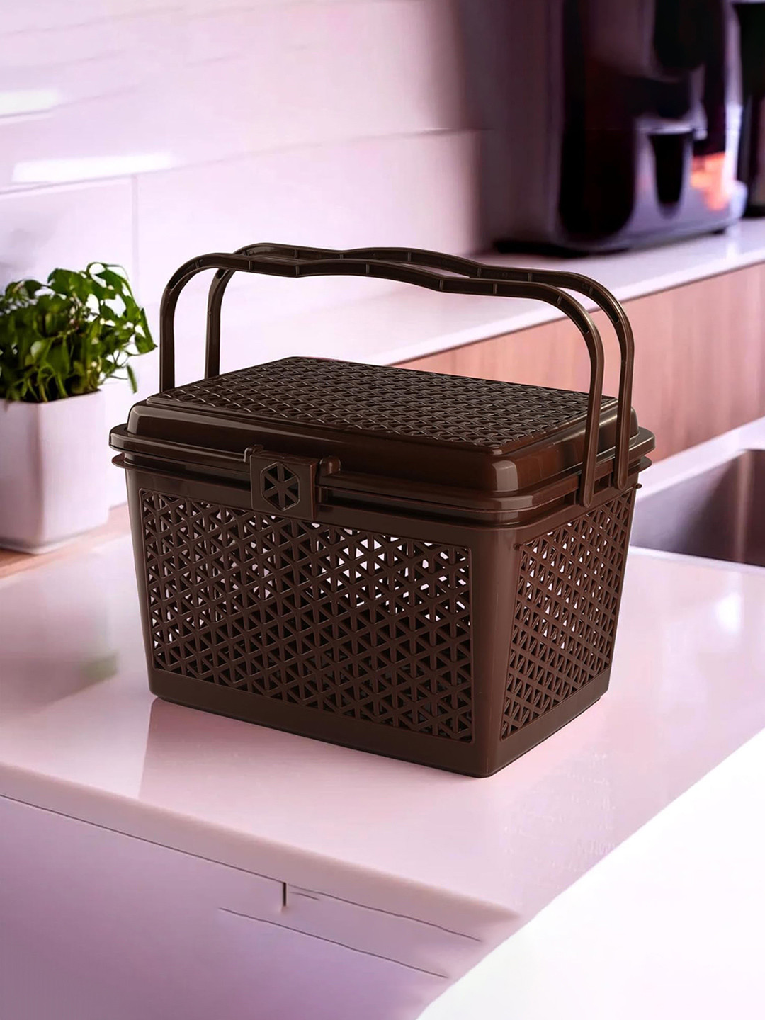 Kuber Industries Brown Fruit & Vegetable Storage Basket With Handles