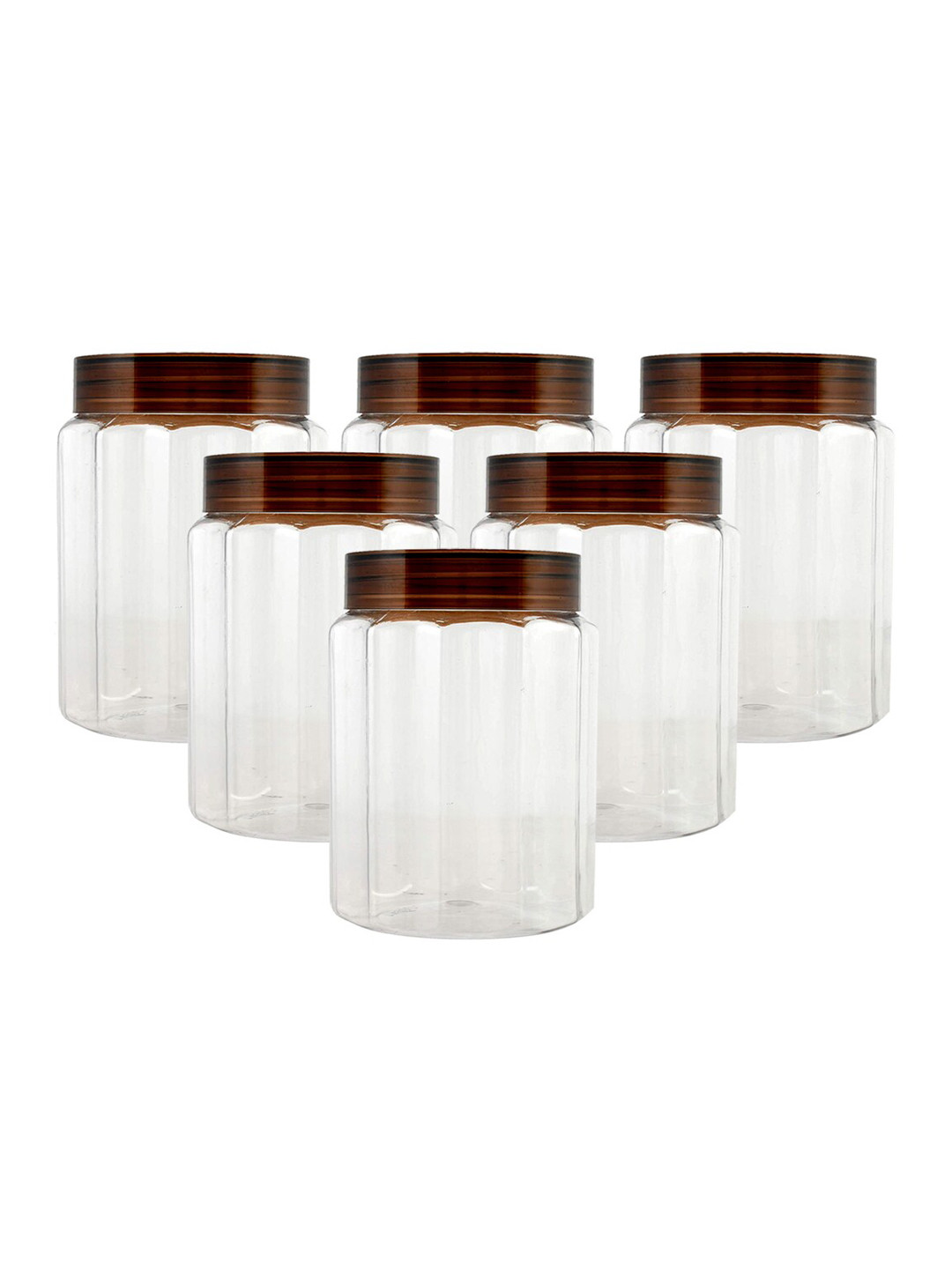 Kuber industries Brown Plastic Air Tight 6 Piece Screw Top Graduated Container-500ml