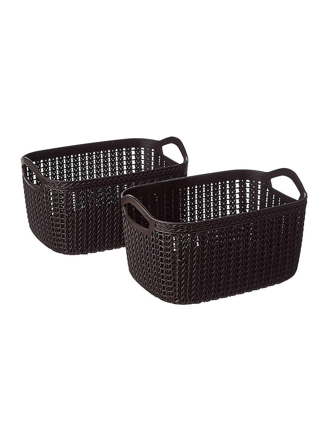 Kuber Industries Brown 2 Pieces Multipurpose Medium Size Flexible Storage Baskets