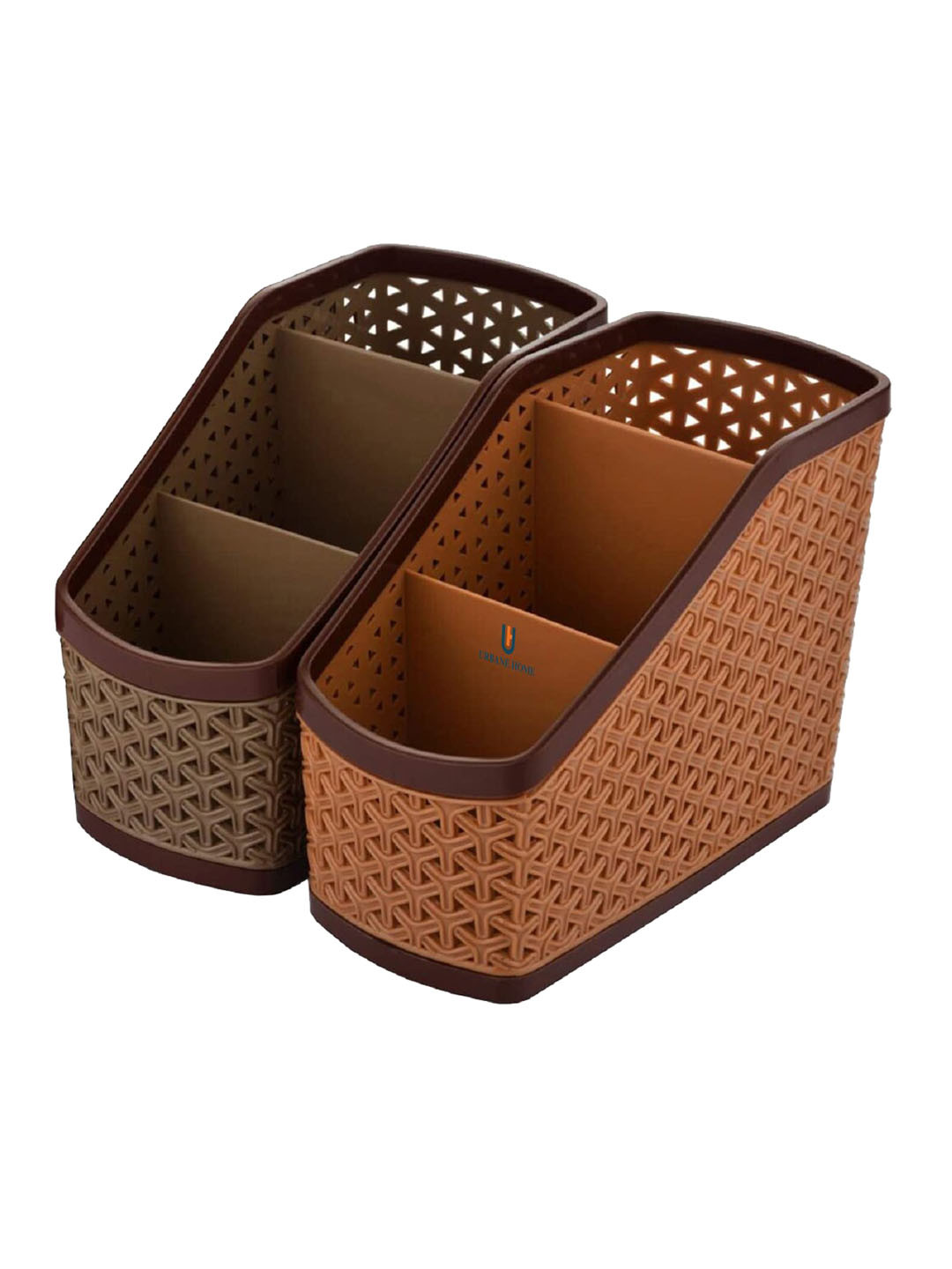 Kuber Industries Brown 2 Pieces Compact Storage Basket