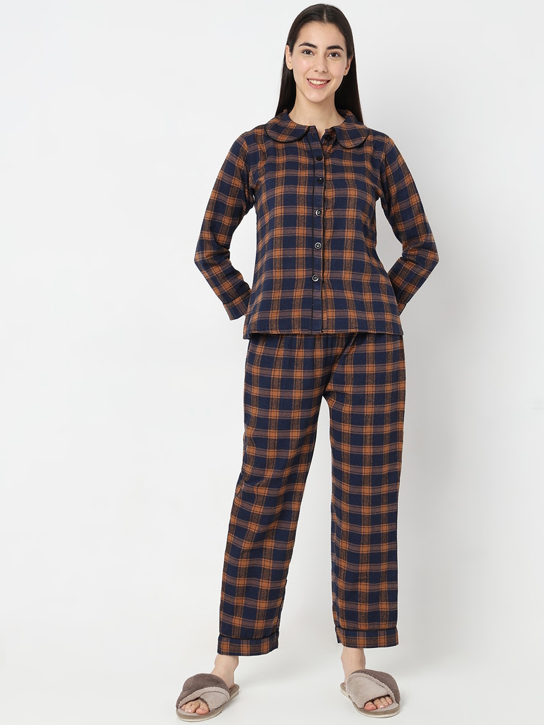 Buy Smarty Pants Checked Shirt Pyjamas Night suit Night suits for Women 25343638 Myntra