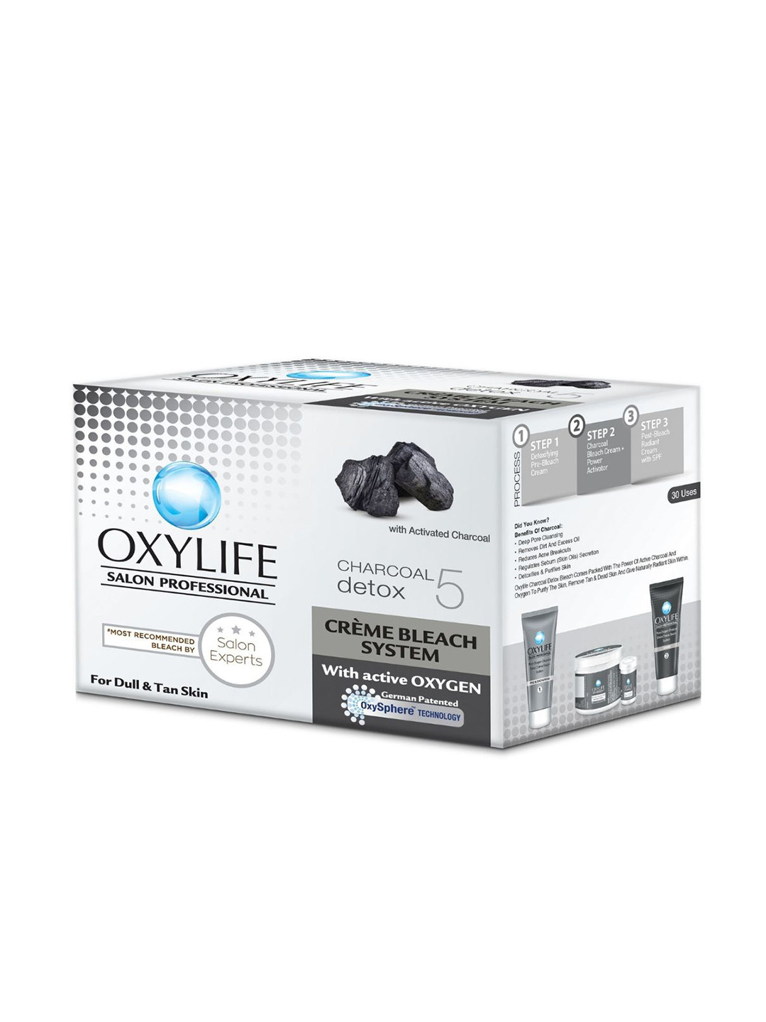 OXYLIFE Salon Professional Charcoal Detox 5 Creme Bleach System - 310g
